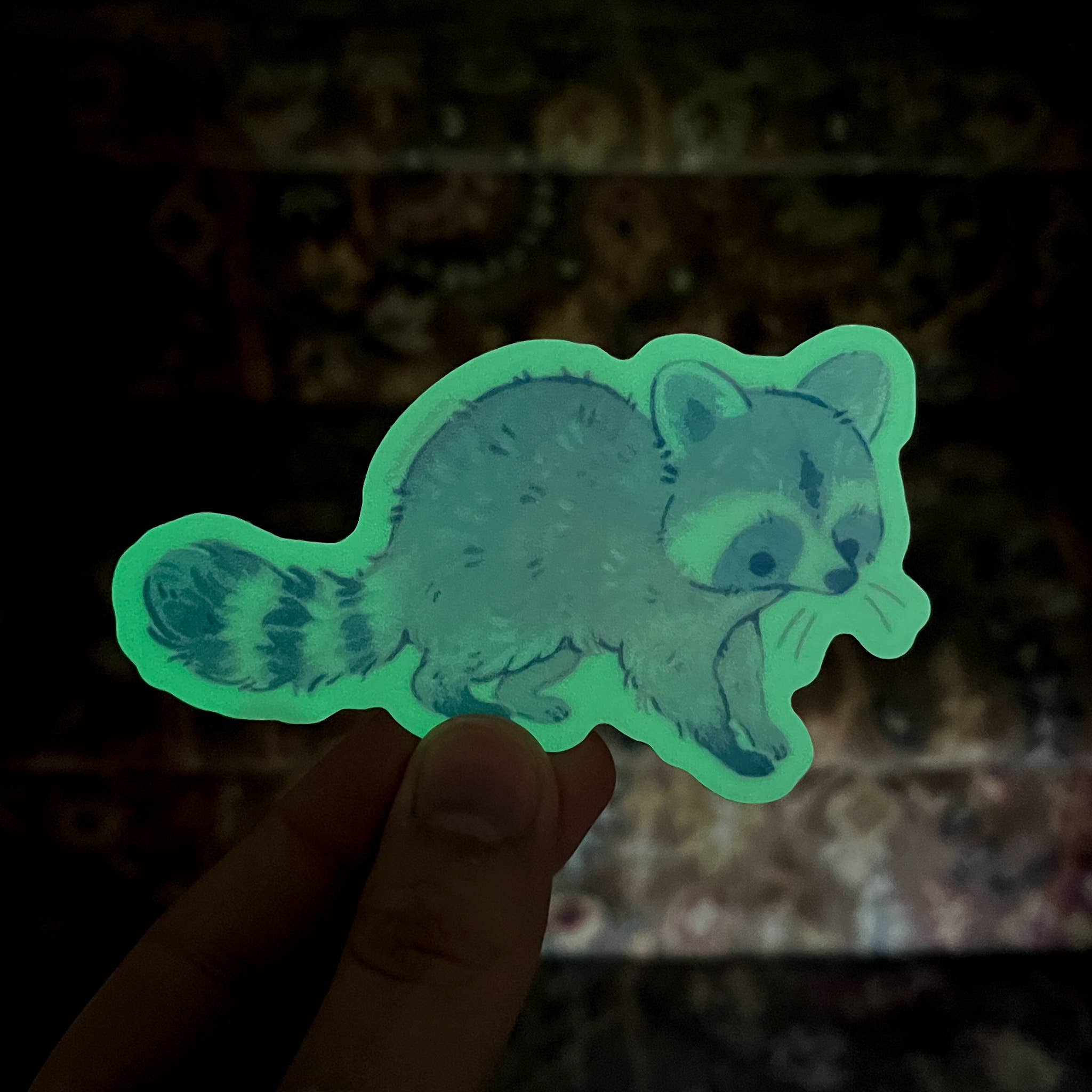 Rowan Kingsbury - Wholesale Sticker - Raccoon Glow-in-the-Dark Sticker1