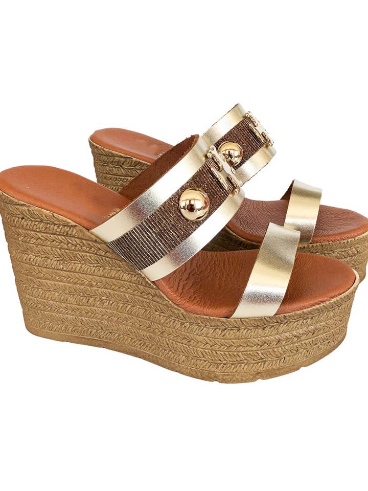 Guldskinnkilklackar med öppen häl - "Capri" för wholesale av SIBYLLADELPHICA