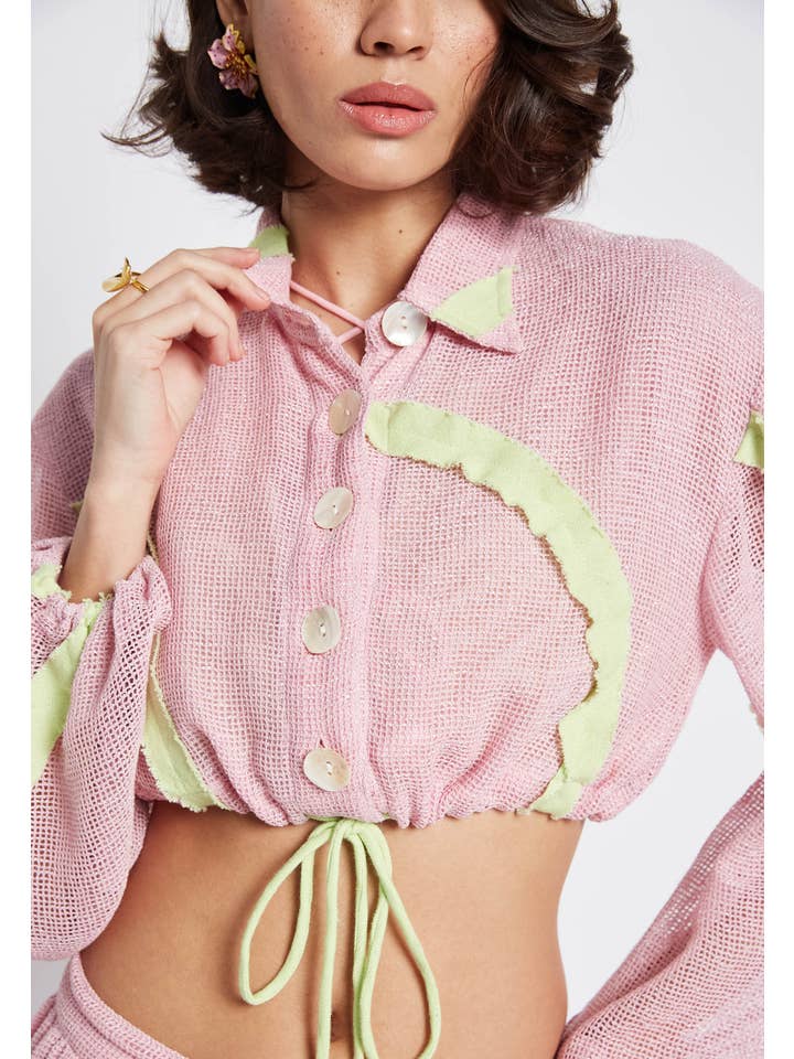 Be Sunset - Wholesale Button Down Shirt - Women's - Ripple Pink Top7