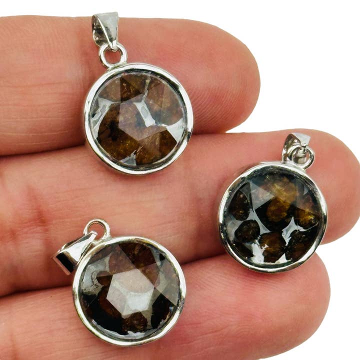 Rock Paradise - Wholesale Individual Charm/Pendant - Sericho Pallasaite Meteorite Crystal Silver Pendant3