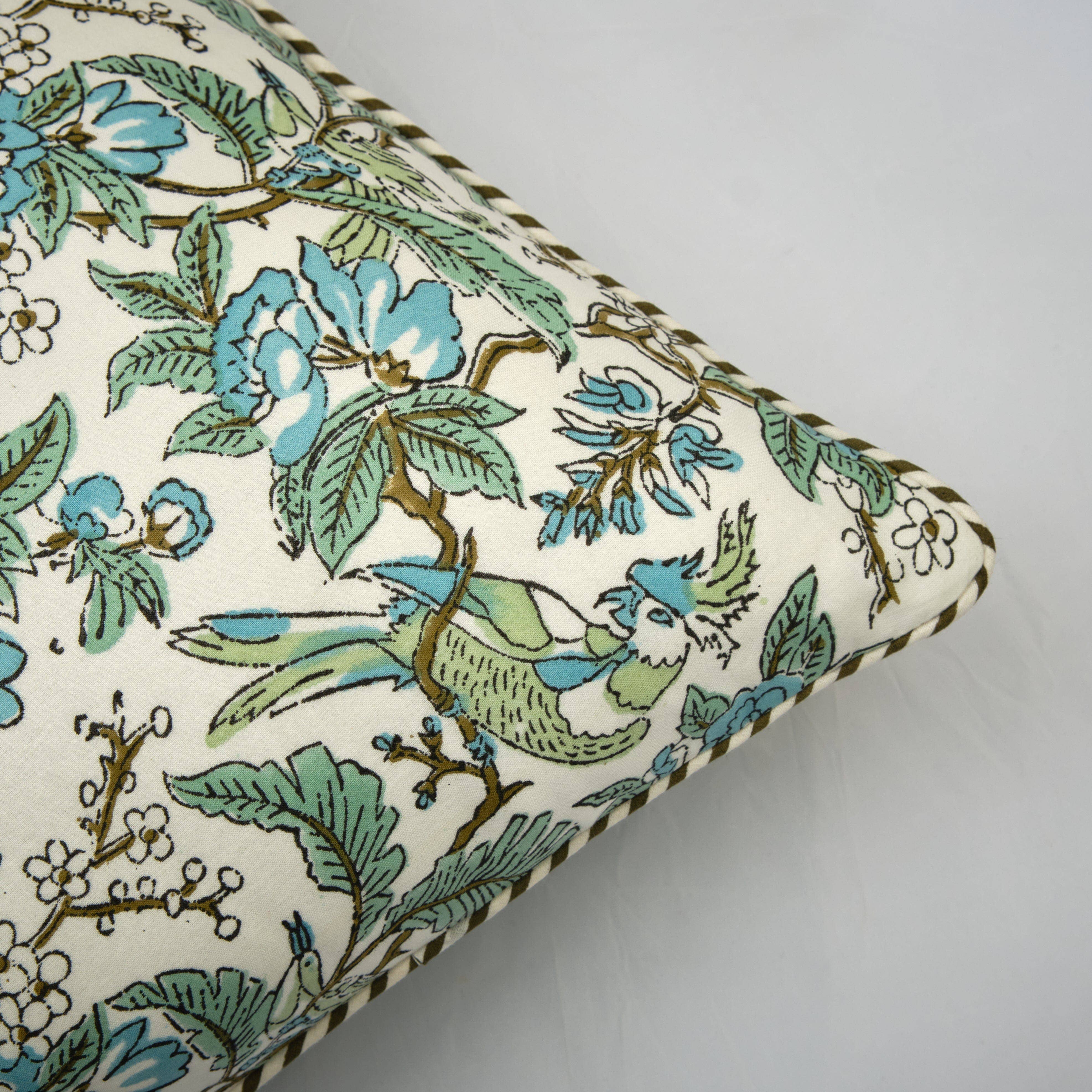Fabricrush – wholesale Throw pillow cover – Eliza Green Hand Block Printed Floral Throw Pillow Covers5