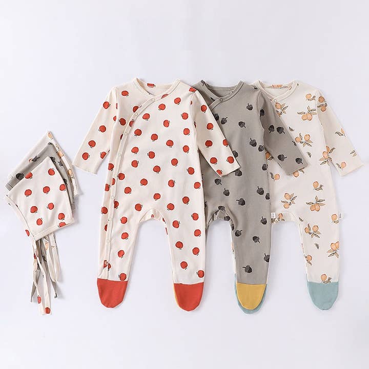 Pijamas Monos de Primavera para Bebé Unisex de Manga Larga con Estampado de Frutas de Dibujos Animados para venta al por mayor de MyKids-USA®