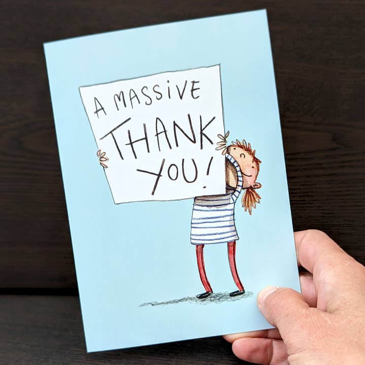 Hes Designs - Wholesale Thank You Card - A massive thankyou! Card, Thank you greeting card2