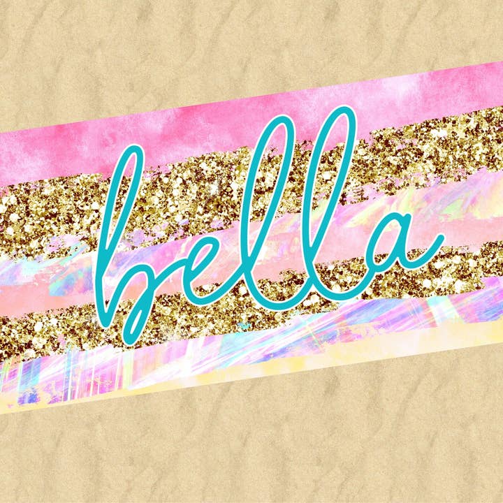 Monogram Junkie - Wholesale Beach Towel - Personalized Pastel and Gold Stripes Beach Towel