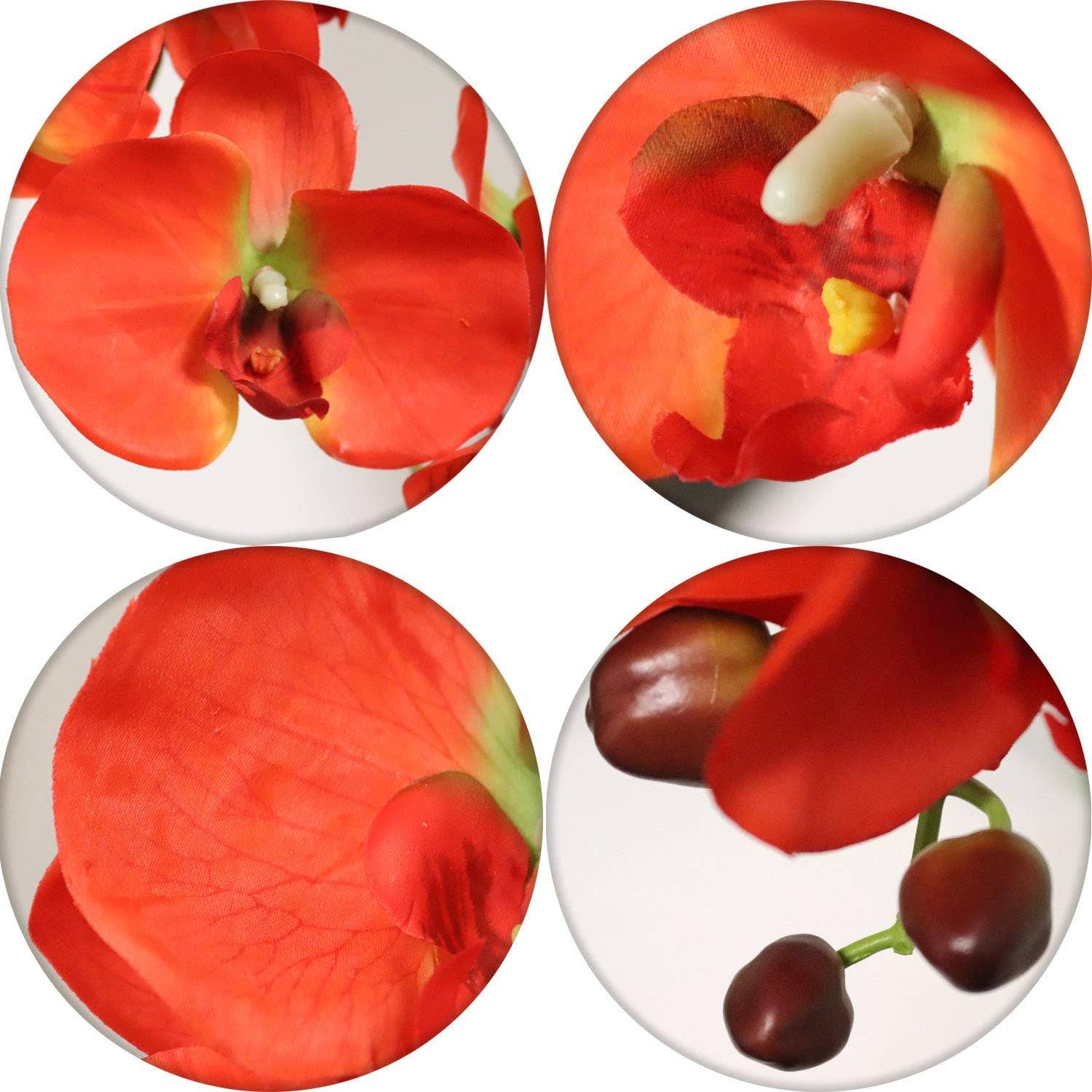 Larksilk - Wholesale Artificial flowers - Artificial Orchid Stems Phalaenopsis Flowers Orange, 33.5"2