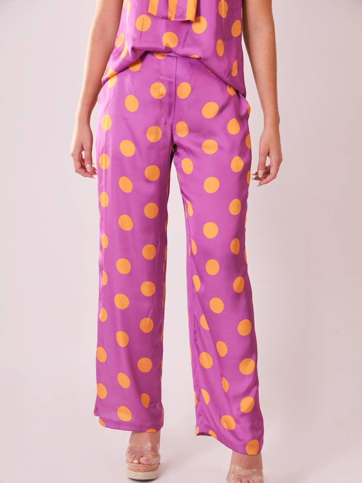 Silke Bukser - Lilla og Orange Prikker for engroshandel hos Martha Sevcik