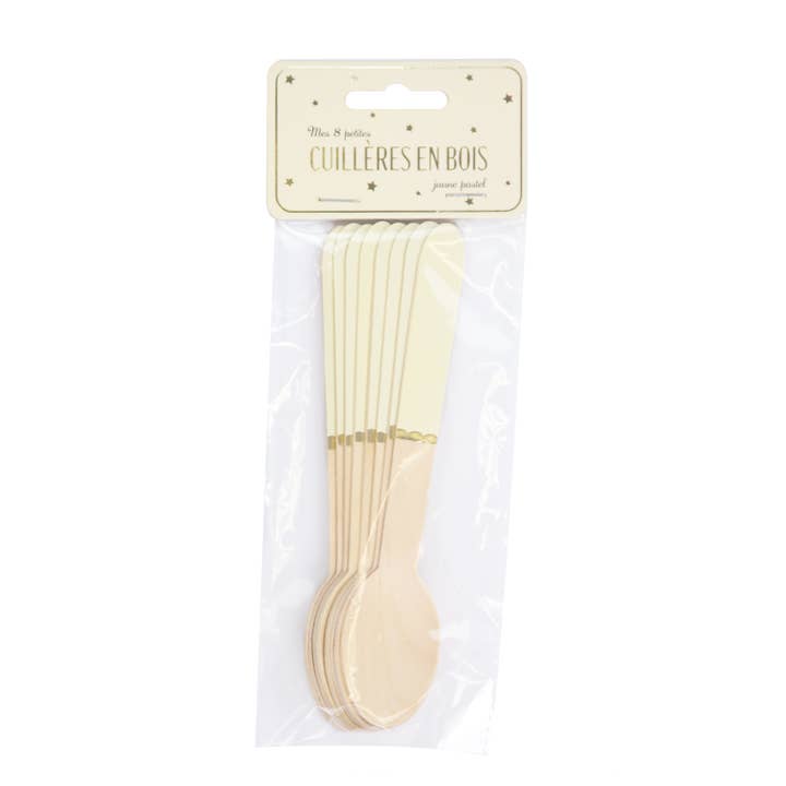 Tim&Puce Factory - Wholesale Table Spoon (Cutlery) - PASTEL YELLOW WOODEN SPOONS X 81