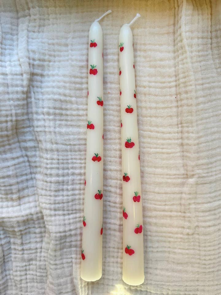 Hand-Painted Tomatoes Candles - Set of 2 for wholesale by Studio E Bloom