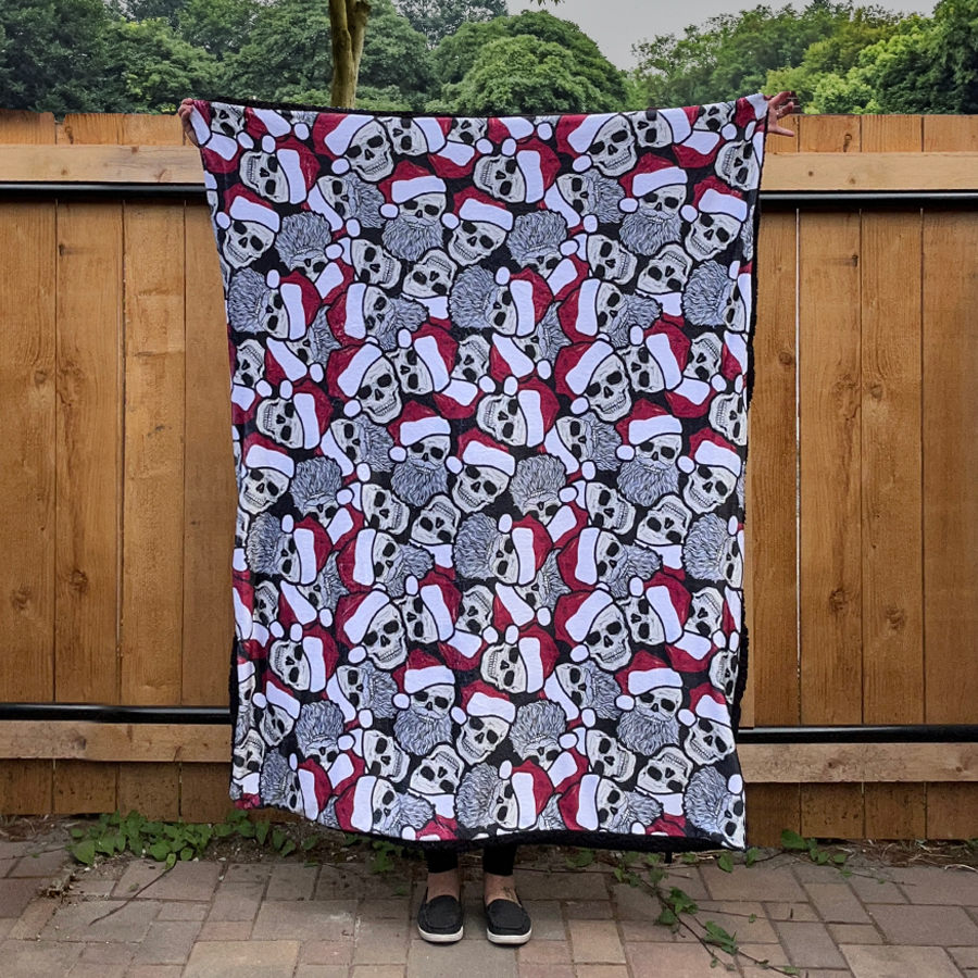 MaterialJill - Wholesale Throw Blanket - Creepmas, Halloween, Holiday Skeleton Santa Throw Blanket 2