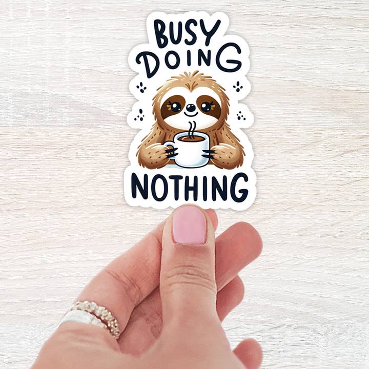 Busy Doing Nothing Sloth Sticker for wholesale by The Daydreamer Designz