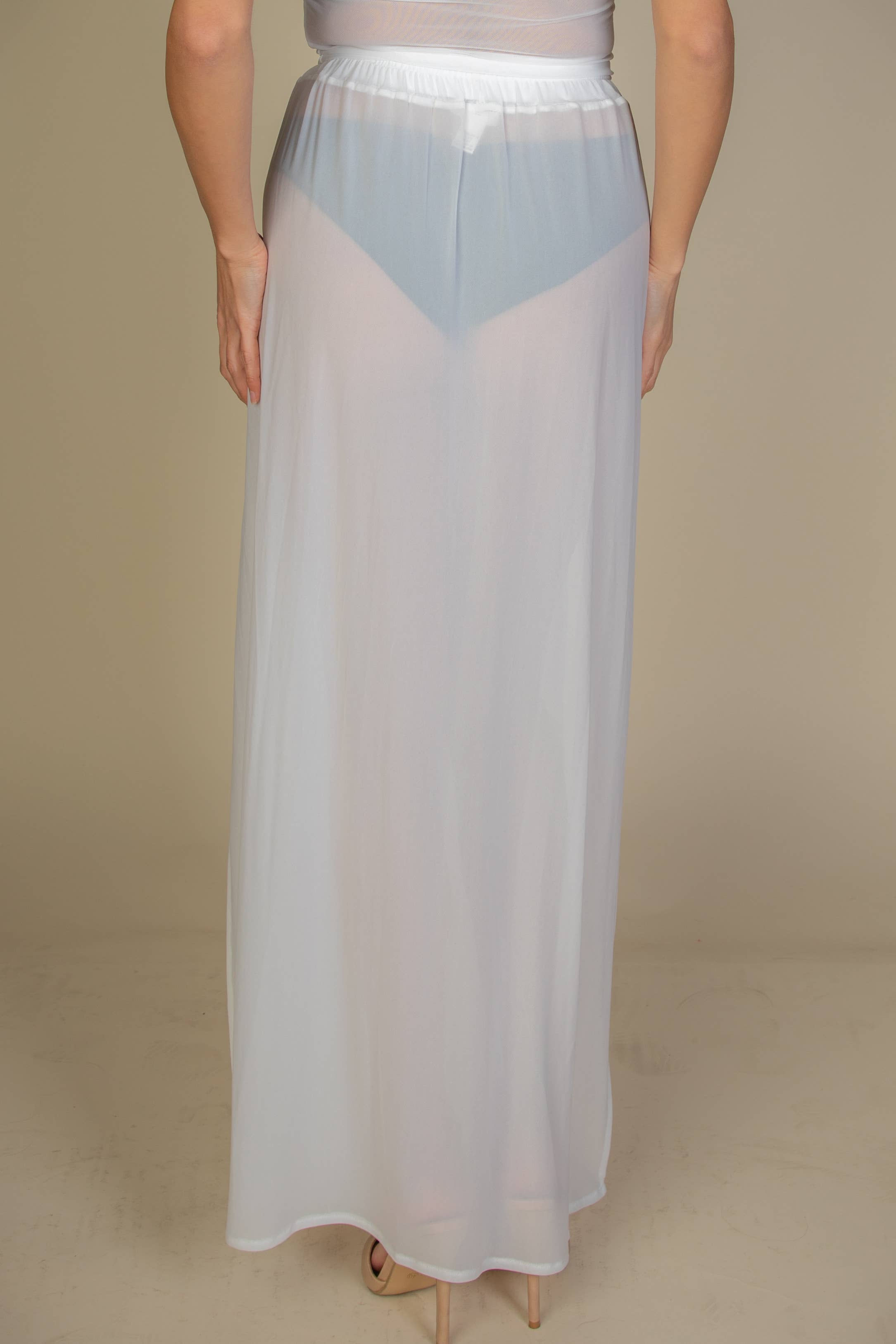 CAPELLA APPAREL - Wholesale Skirt - Women's - High Split Mesh Sheer Maxi Skirt8