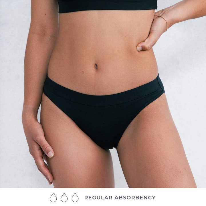 Volcanic Black Leak Proof Cotton Bikini for wholesale on Faire