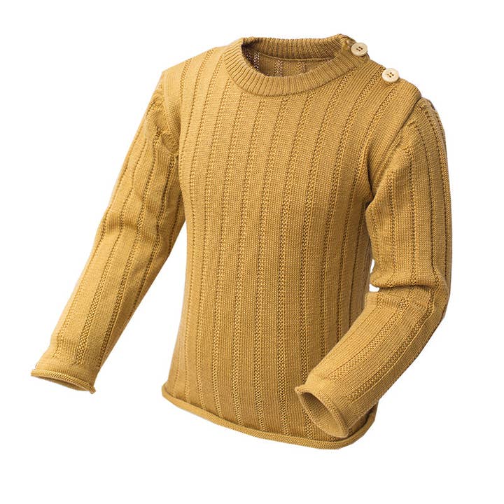 Sofia Kid's Knit Thermal Sweater 100% Soft Merino Wool Mustard Ages 2-4yo for wholesale by Wooly by Somerino