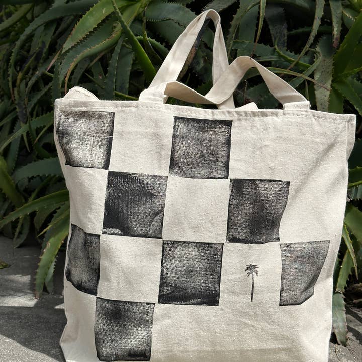 Sol & Frond - Wholesale Tote Bag - Unisex - Palm Checkered Tote Bag