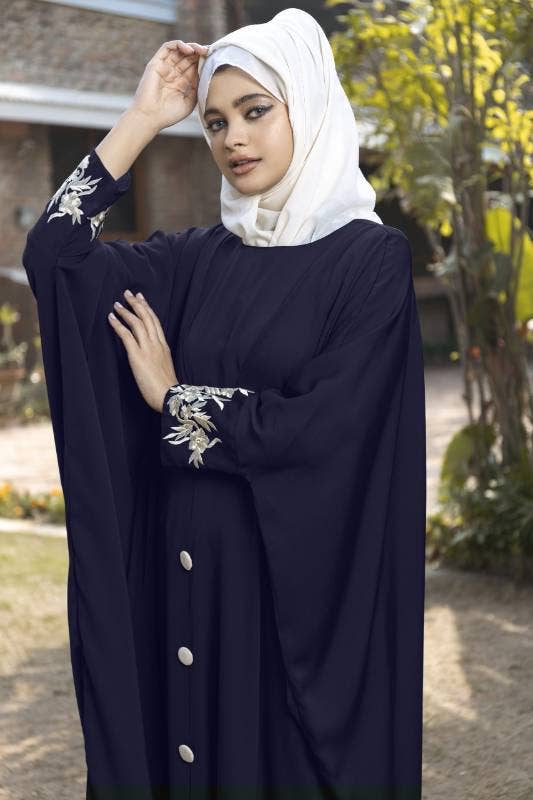 Zod - Wholesale Kaftan - Dames - Vintage blauwe abaya met geborduurde mouwen1