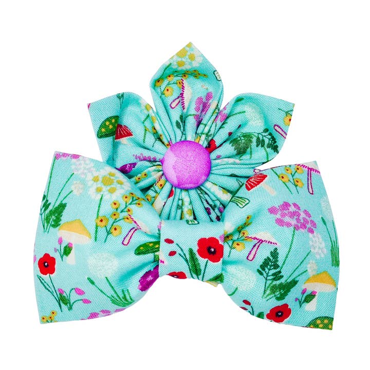 Wildflowers on Mint Dog Bow Tie and Collar Flower for wholesale by Charlotte's Pet
