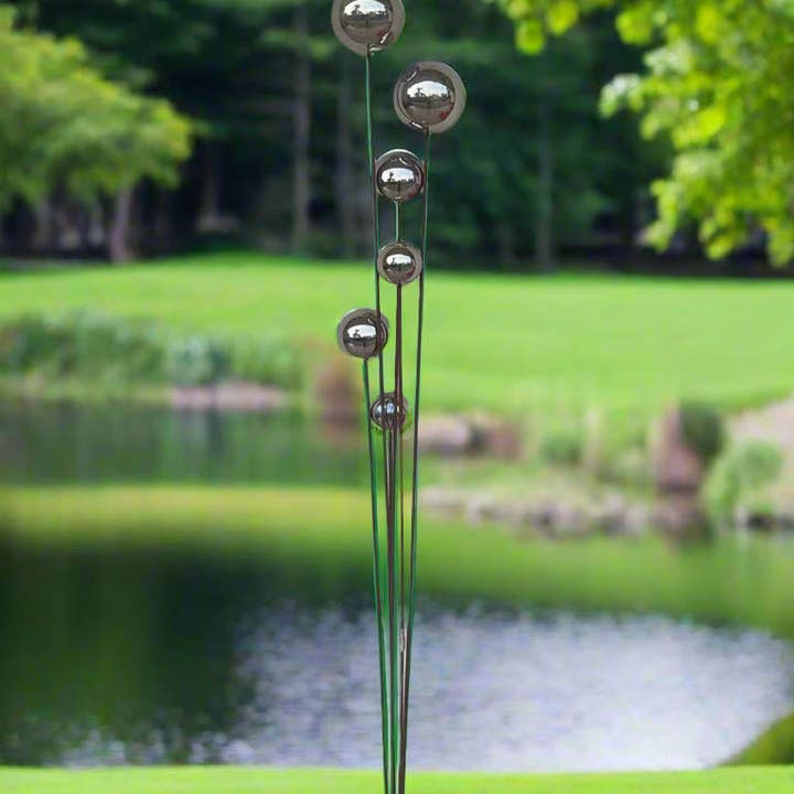 Marissa's Gifts - Wholesale Garden/Lawn Stake - Handmade stainless steel balls rusty pole garden decor 180cm