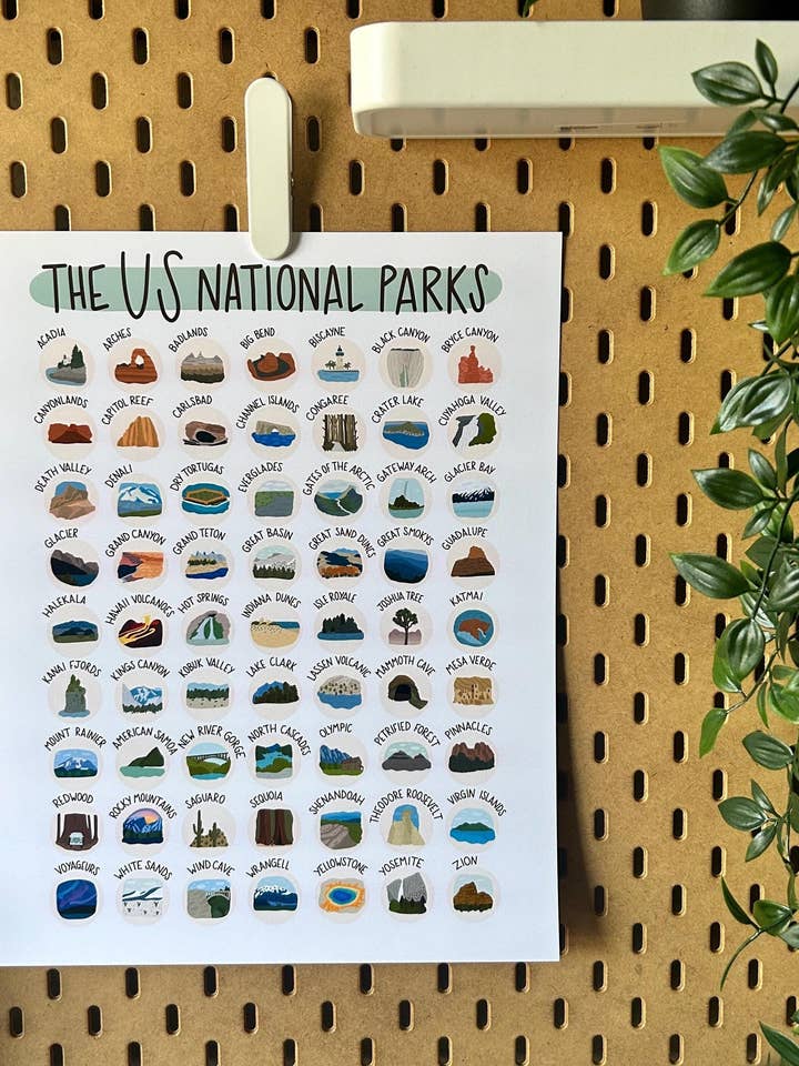 US National Parks Art Print for wholesale by Honey By Hand