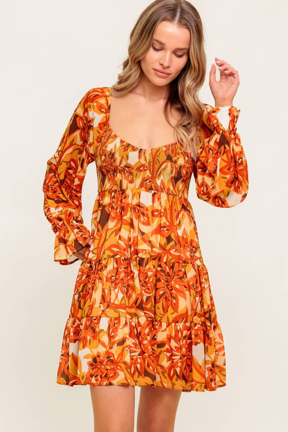 RUST A printed woven mini dress - ID21402 for wholesale on Faire1