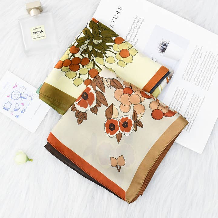 ACCITY - Wholesale Scarf - Women's - Elegant Floral Satin Scarf for Work & Sun Protecti_CWASC11646