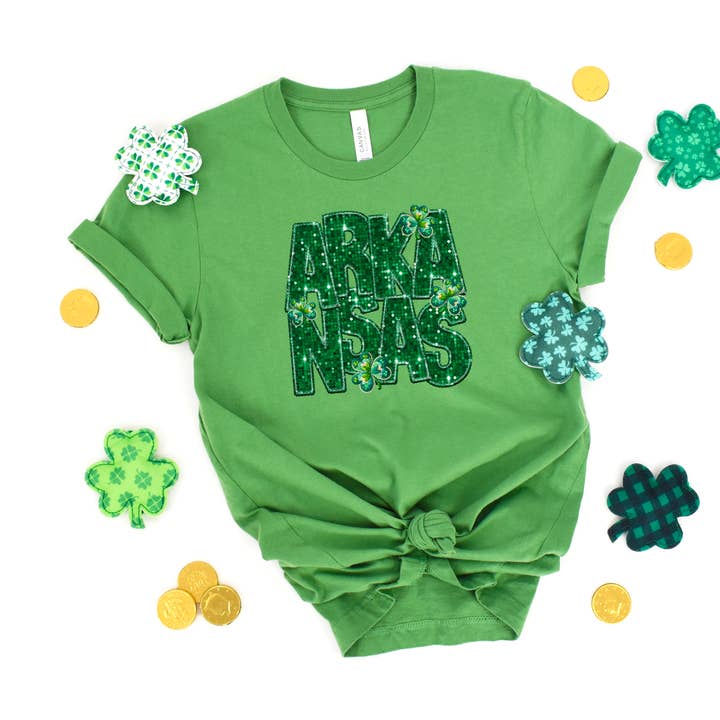 Shamrock States Faux Glitter DTF Print for wholesale by Simple Tymes