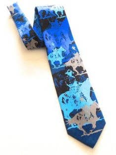 Pangborn Abstract Horse Theme Necktie in shades of blue for wholesale by Pangborn Collection