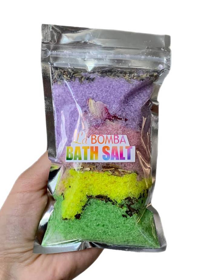 Bath salt mix (lavender, mint, rose and lemongrass) for wholesale by La Bomba