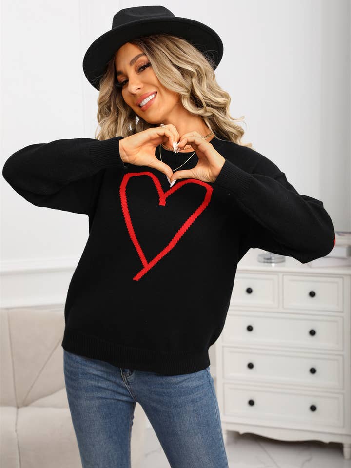 Hope & Sunshine - Wholesale Knit Sweater - Women's - Valentine's Heart Pullover Sweater76