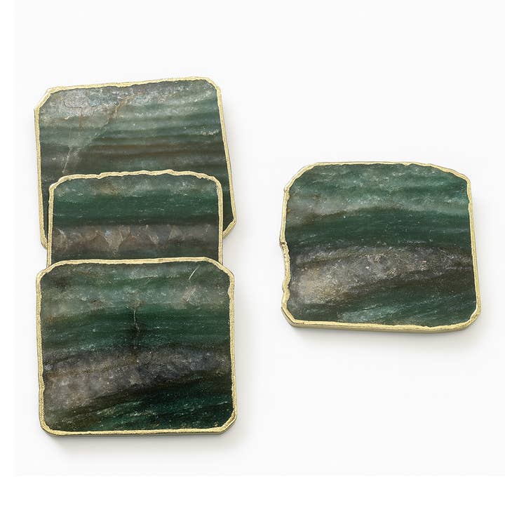 Aventurine Coasters, Mica Green Set of 4 Pcs for wholesale by Serein Wellness