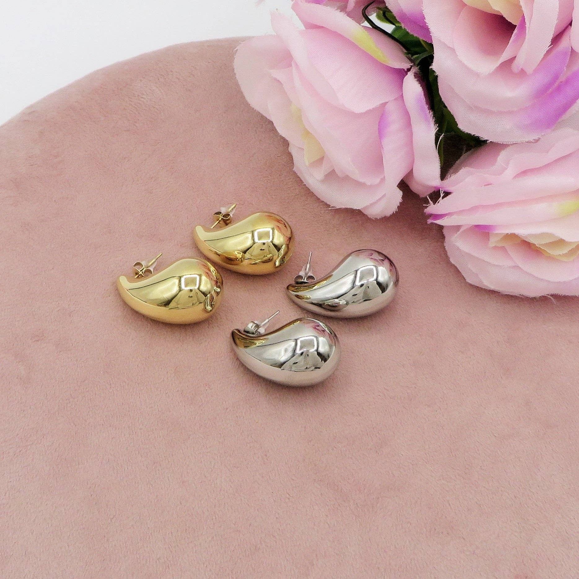 Daemon srls – Engroshandel Hængeøreringe og creoløreringe – DROP 4 størrelser - rustfrit stål ~ par tunge dråbeøreringe4