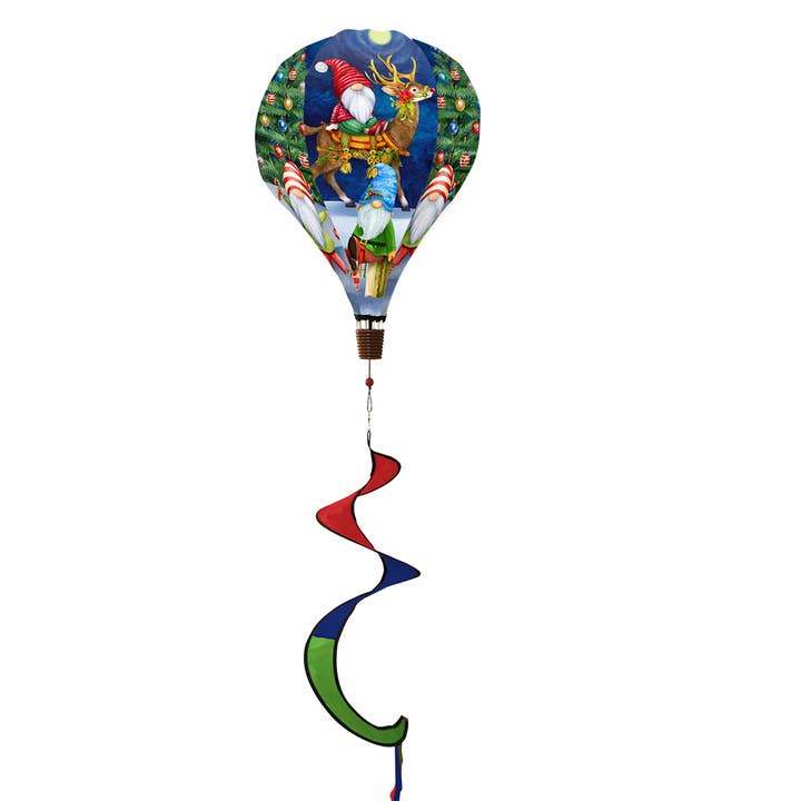 Happy Holiday Gnomes Hot Air Balloon Spinner for wholesale by Briarwood Lane