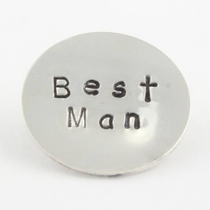 Personalized Best Man Hand Stamped Lapel Pin Wedding Gift for wholesale by The Silver Diva