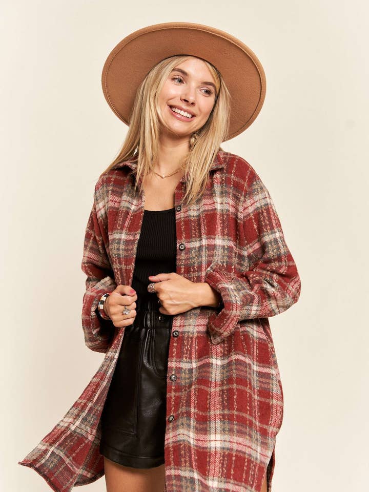Madelyn - Wholesale Jacket - Women's - LEJ2587B - CHECK FLANNEL SHACKET0