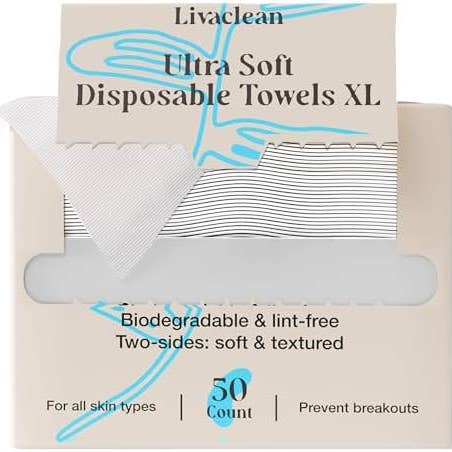50 CT Face Cloths for Washing Face – Biodegradable Viscose Disposable Face Towel – Ultra Absorbent Clean Towels Wipes for Skincare & Makeup Removal – Lint-Free Facial Towelettes for Sensitive Skin for wholesale by Livaclean