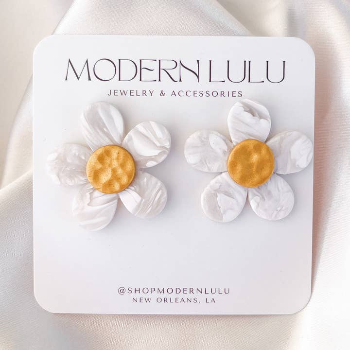 Modern Lulu – Großhandel Ohrstecker – Ohrstecker Camille Flower, transparent0