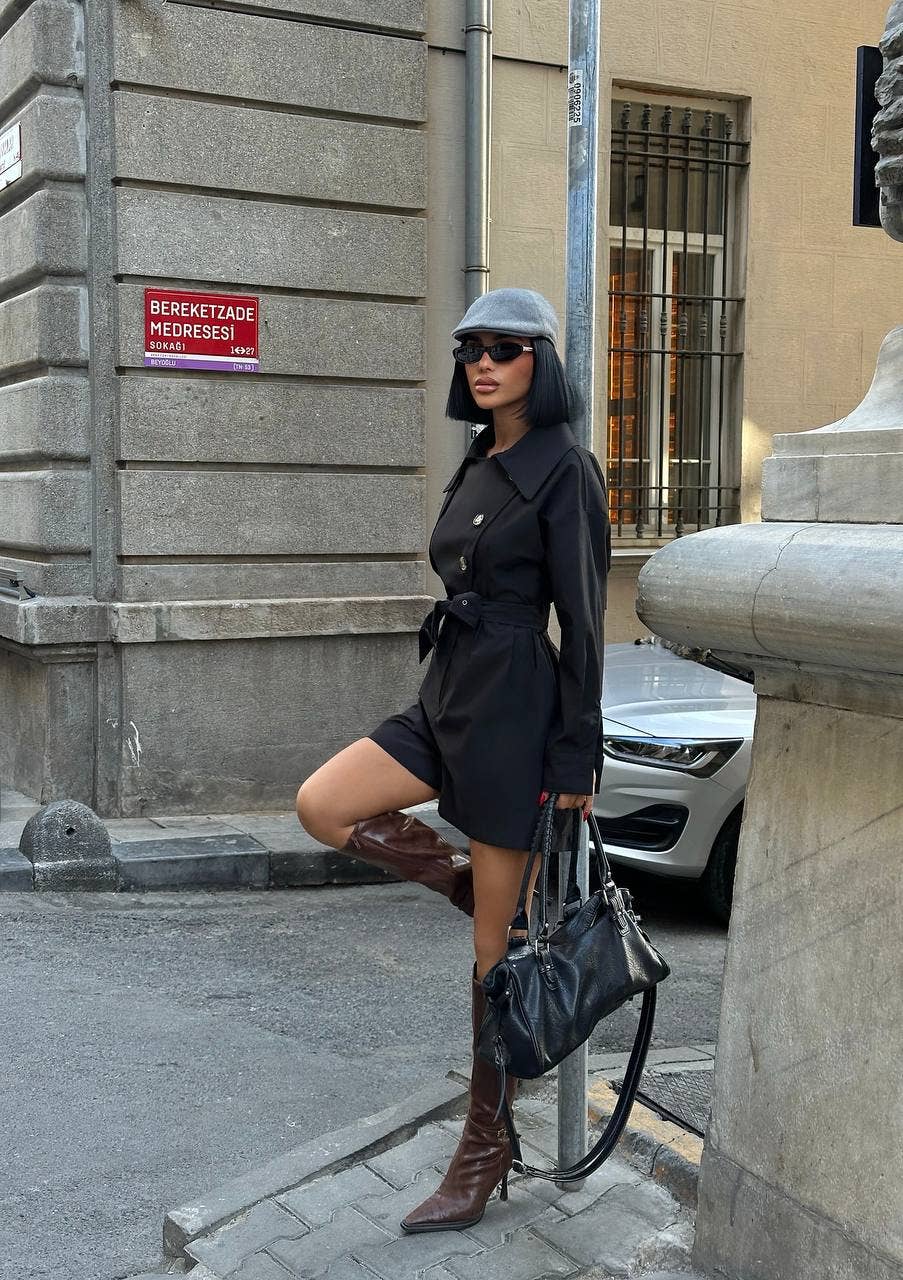 Standpoint Top - Wholesale Romper - Women's - Urban Allure Romper Tailored Belted Trench Style - 12527