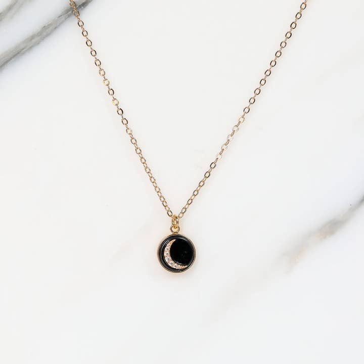 The Gilded Witch - Wholesale Pendant/charm necklace - Black Glass Crescent Moon Necklace: Modern Witchy Jewelry6