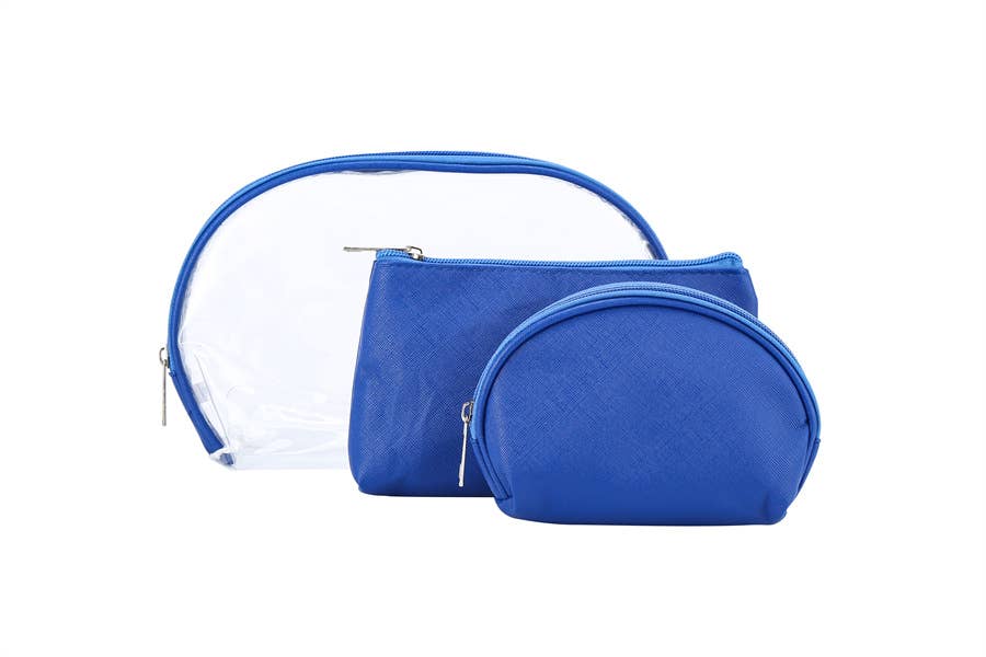 Nima Accessories Inc - Wholesale Makeup/Cosmetic Bag - Ladies 3 Piece Clear See Thru Metallic Cosmetic Bag6