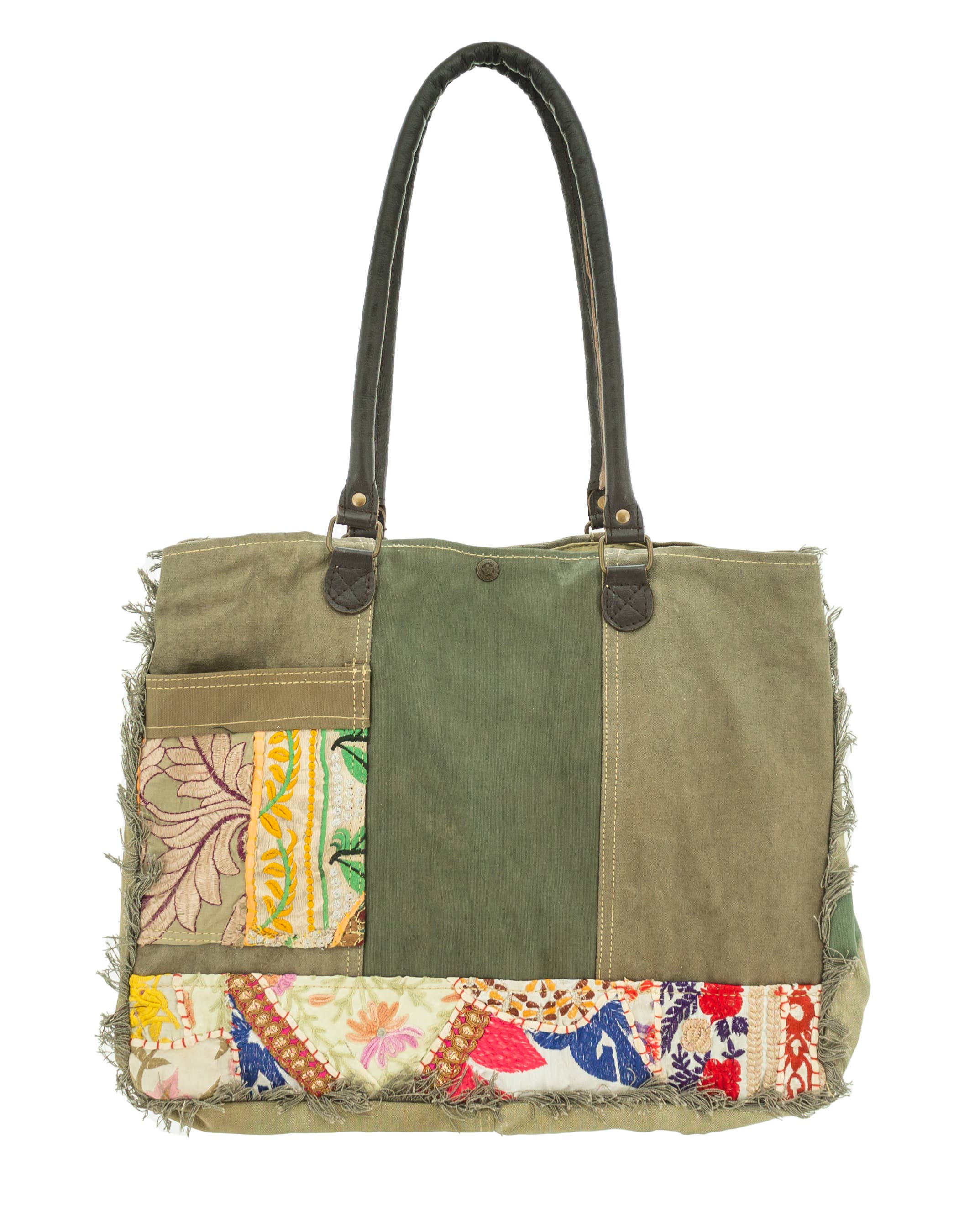 Vintage Addiction - Wholesale Tote Bag - Women's - Recycled Tent Tote with Vintage Textiles (Snap Top)5