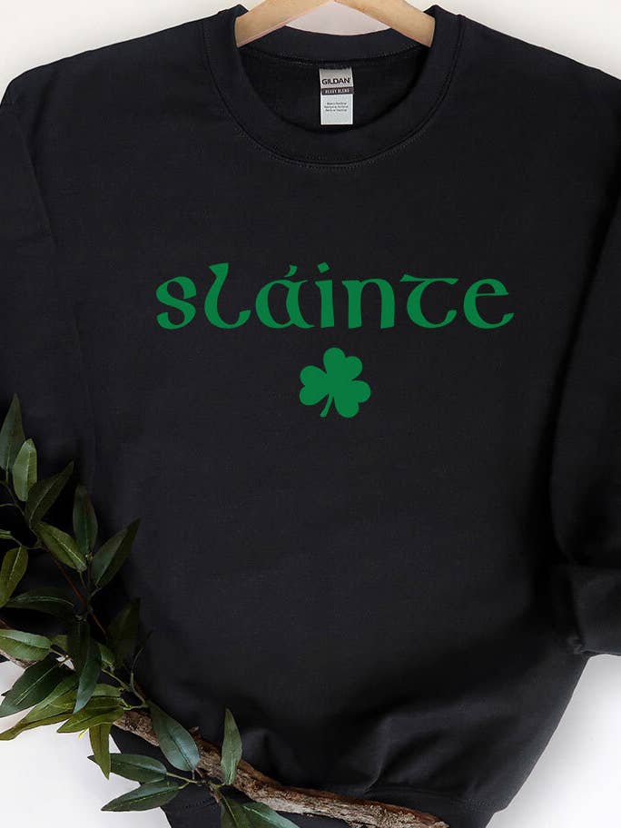 Black St Patricks Day - Slainte Irish Gaelic Sweatshirt for wholesale on Faire