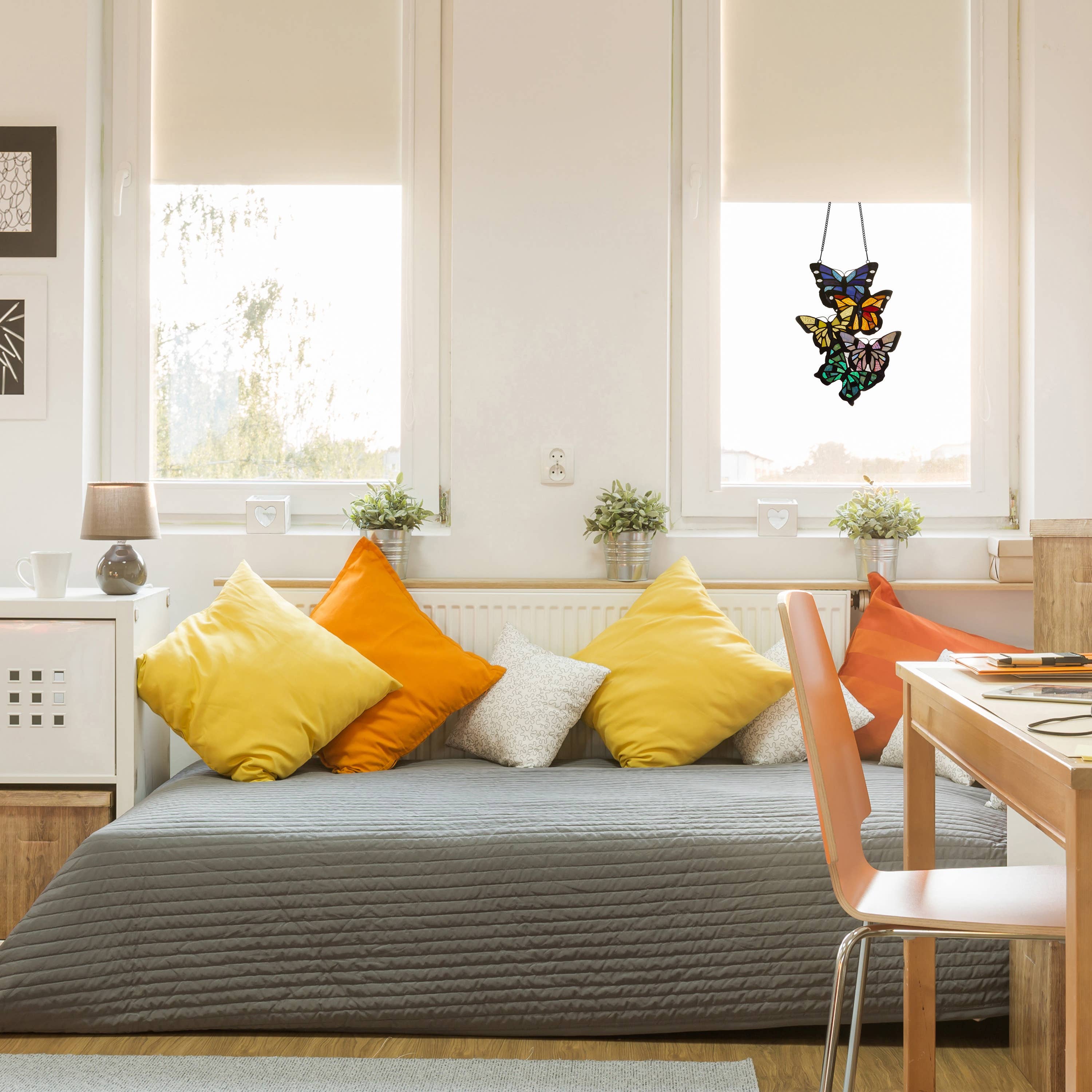 River of Goods - Wholesale Suncatcher - 13.25"H Butterfly Cluster Stained Glass Window Panel3