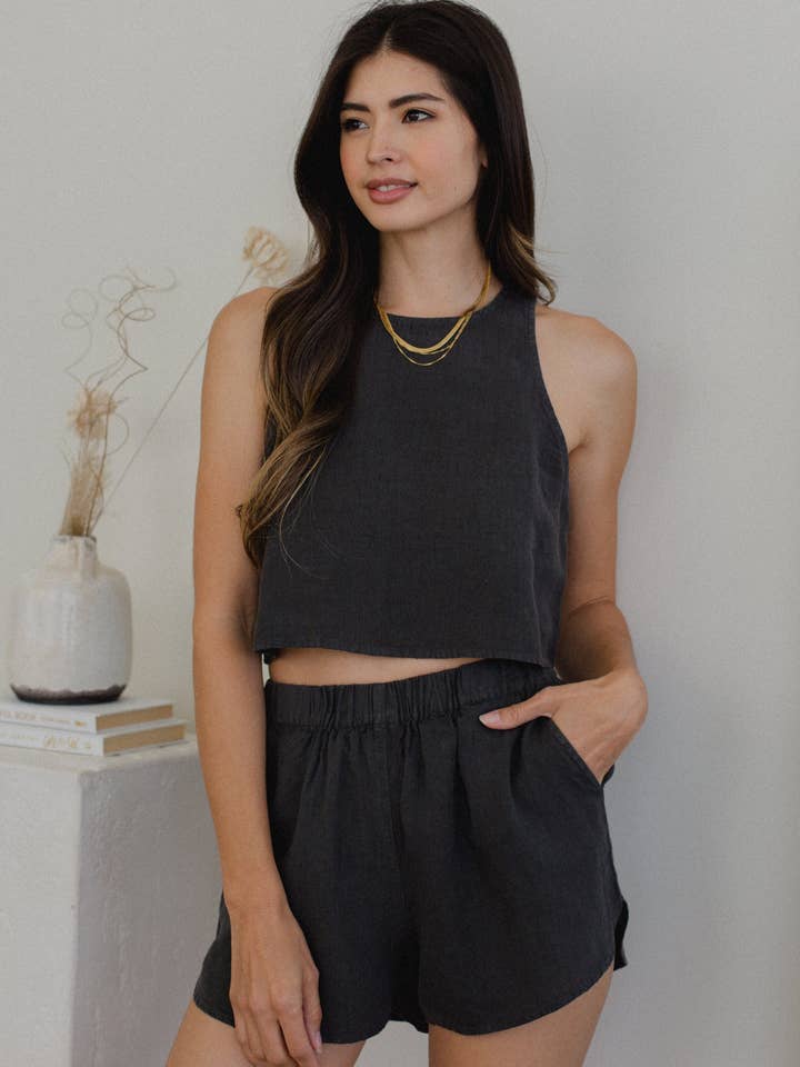 Linen Pull-On Shorts for wholesale by glee + co