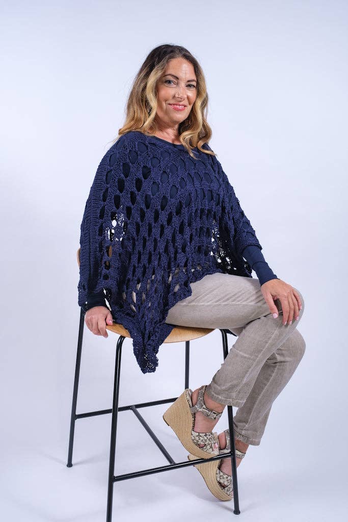 TINA Stephens Italy/Tees By Tina - Wholesale Knit Top - Women's - Oceana Circle Open Knit Topper (BQ904)4