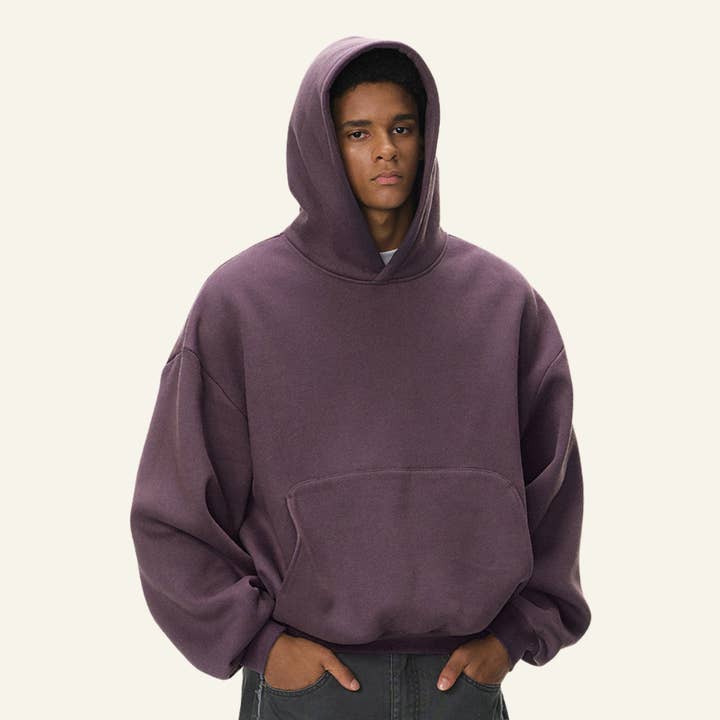 Hoodie Curto com Bainha Curvada de Streetwear Masculino por atacado de particleactive