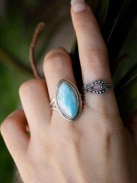 Marquise Shape Larimar Ring, AR-6722 for wholesale by Ambra Jewels
