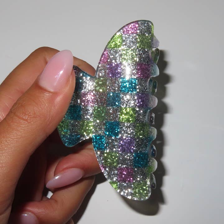 Rainbow Glitter Hair Clip for wholesale by lil darlings inc