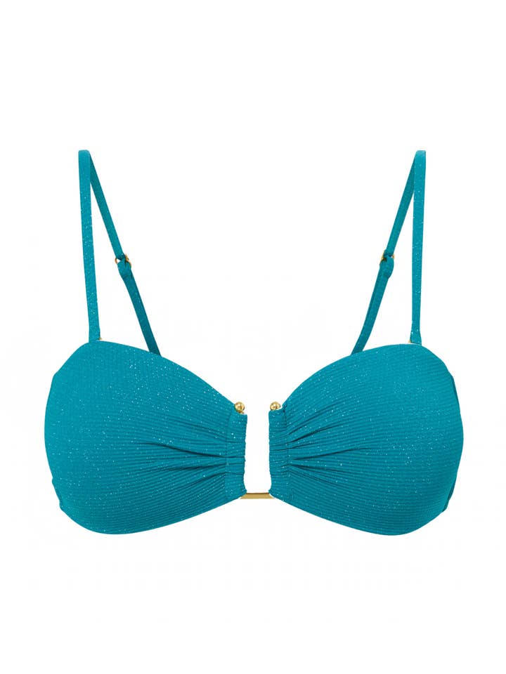 Haut Gina en piqué métallisé vert jungle pour la vente par Change of Scenery