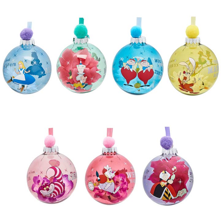 WIDDOP and Co. – wholesale Juldekoration – Disney-uppsättning med 7 kulor - Alice i Underlandet