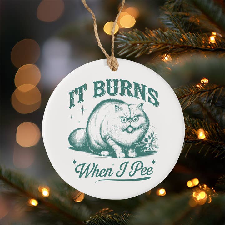 It Burns When I Pee Ceramic Cat Ornament – Funny Gift for Cat Lovers for wholesale by Snap It Stick It