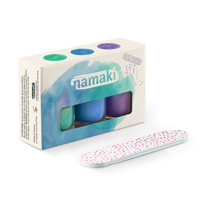 C.2-Caribes Nagellack Electric Blue Violet Glitter, 3er-Set für den Großhandel von Namaki Cosmetics